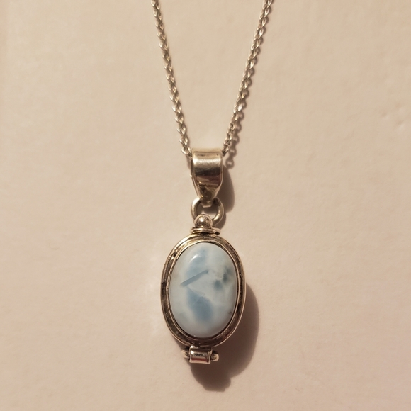 Larimar Poison Box Pendant Necklace - Picture 3 of 12